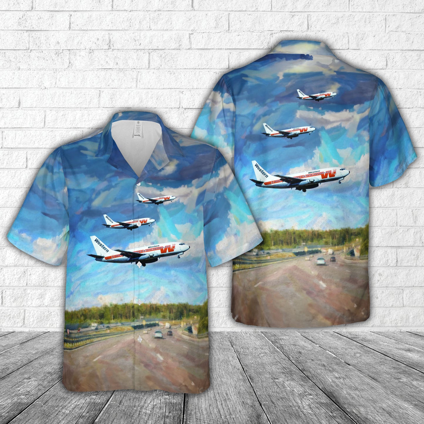 Western Airlines Boeing 737-200 N4520W Marmet Hawaiian Shirt