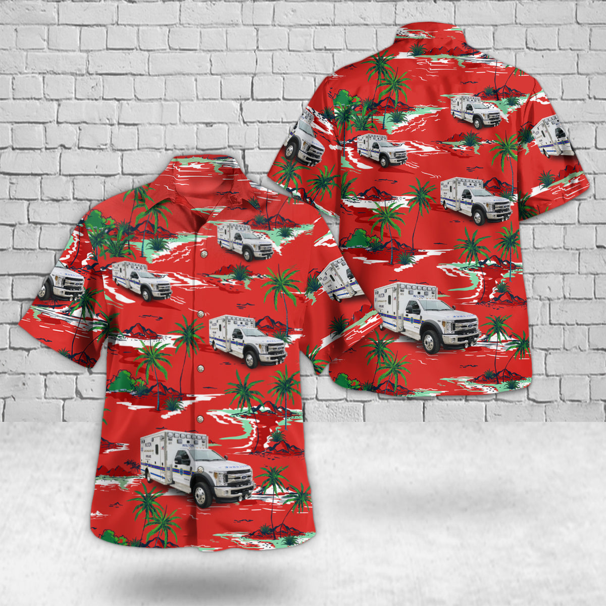 Wilton, Connecticut, Wilton Volunteer Ambulance Corps 2019 Ford / Life Line F550 Ambulance Hawaiian Shirt
