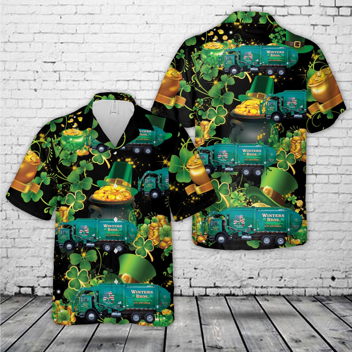 Winters Bros. Waste Systems, St Patrick's Day Hawaiian Shirt
