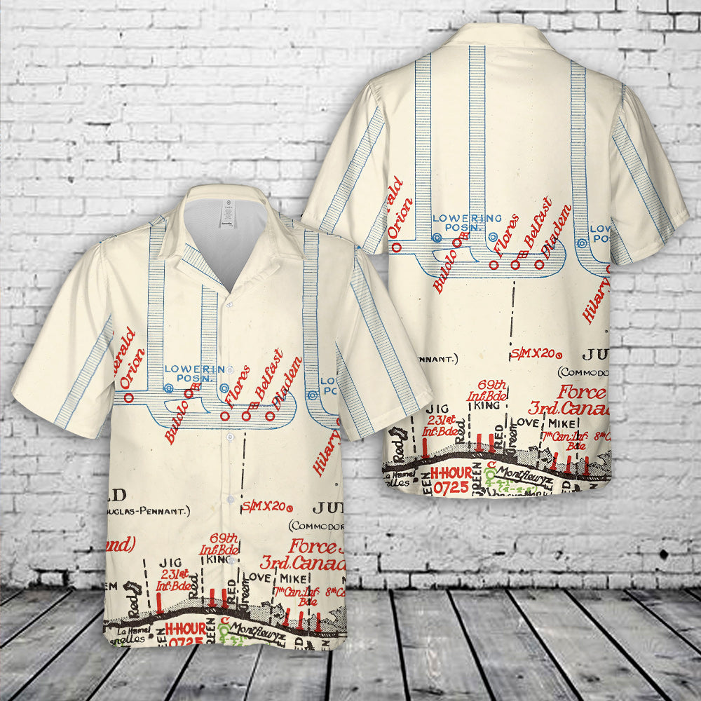 World War Two Map Normandy Beaches WW2 Hawaiian Shirt