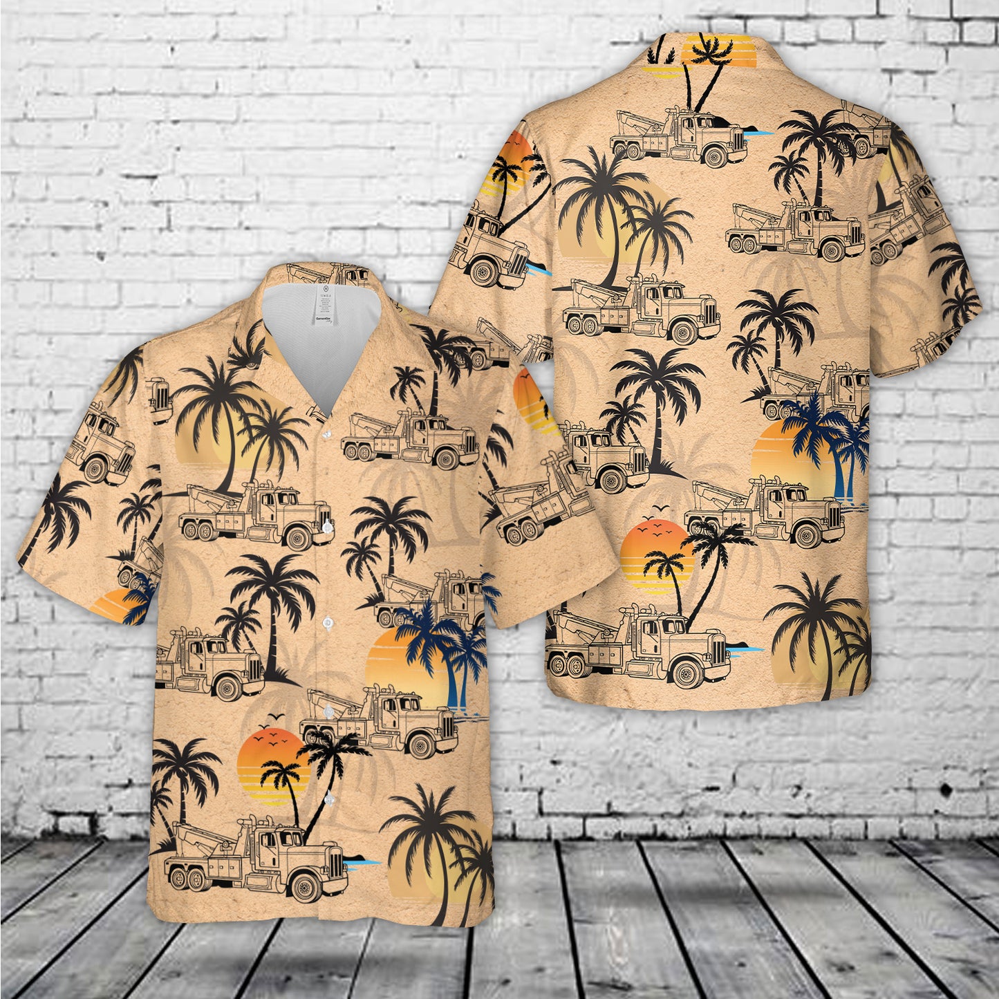 Wrecker Tow Truck Silhouette Hawaiian Shirt