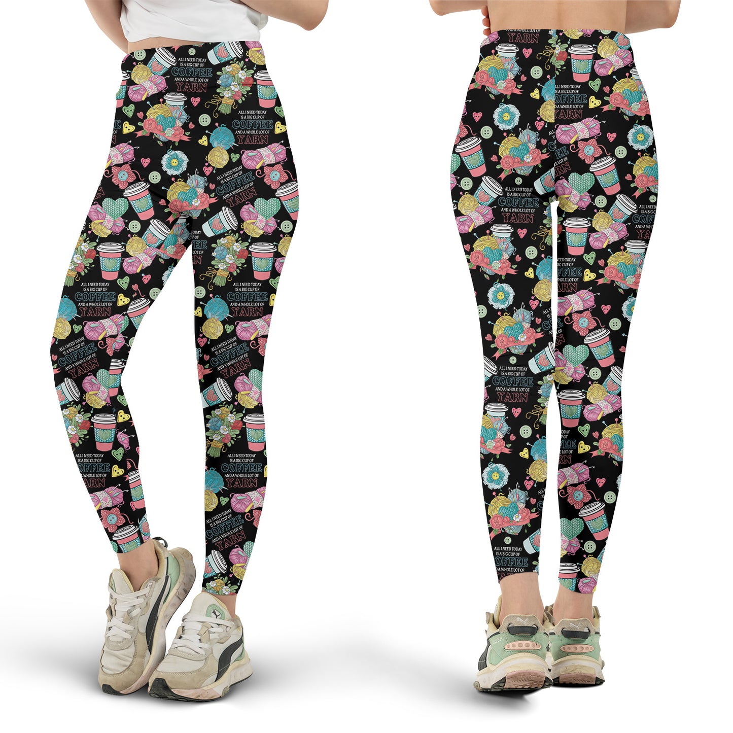 Yarn & Coffee Pattern Leggings