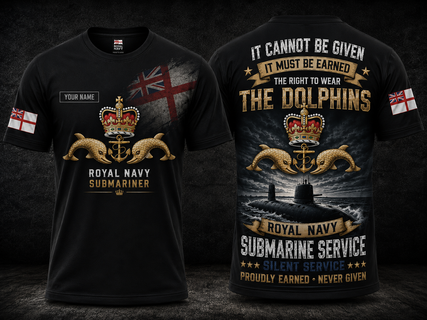 Royal Navy Submariner The Right To Wear The Dolphins Custom Name 3D T-Shirt
