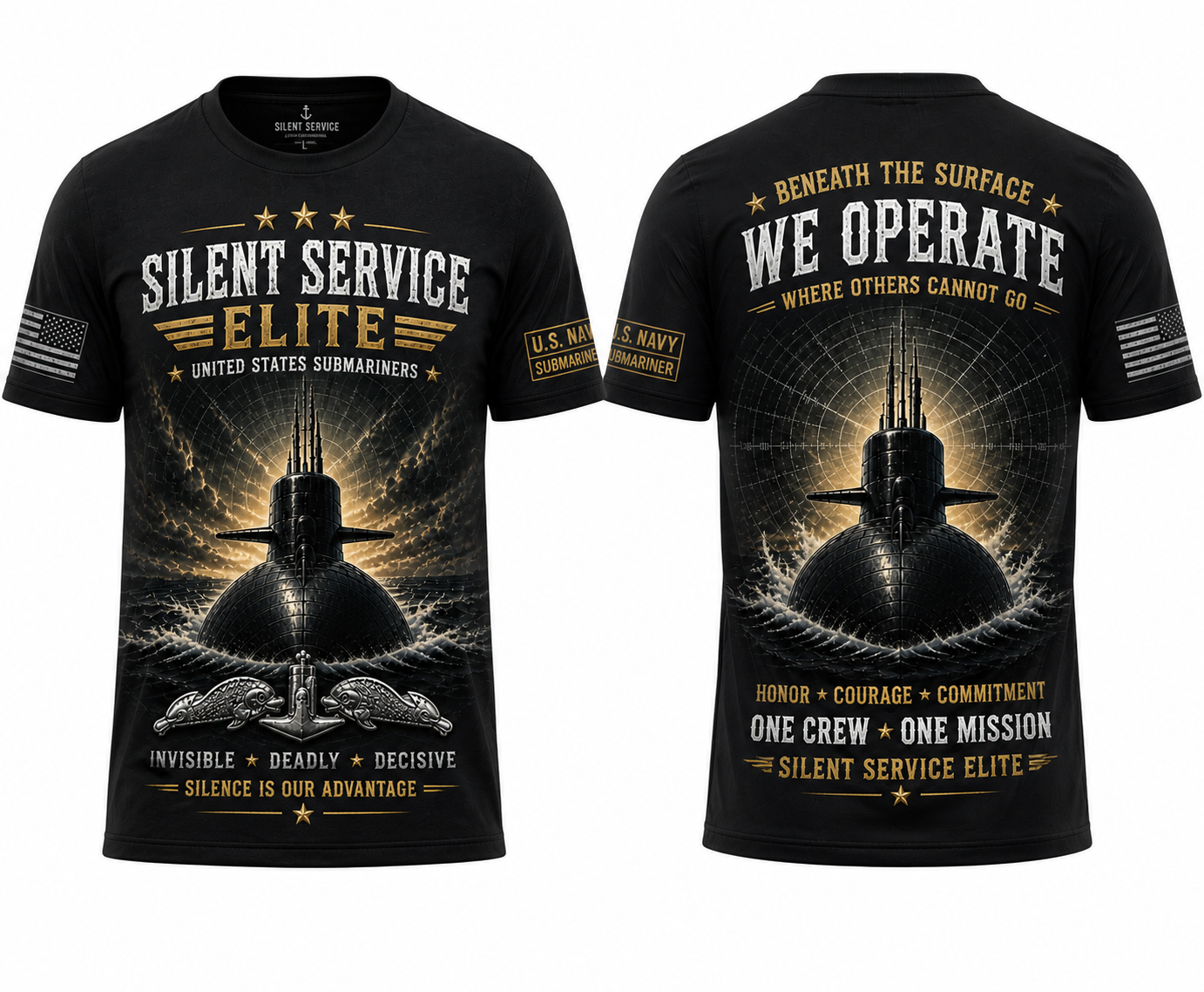 Silent Service Elite Submarine T-Shirt United States Submariners Beneath The Surface We Operate Custom Name Gift