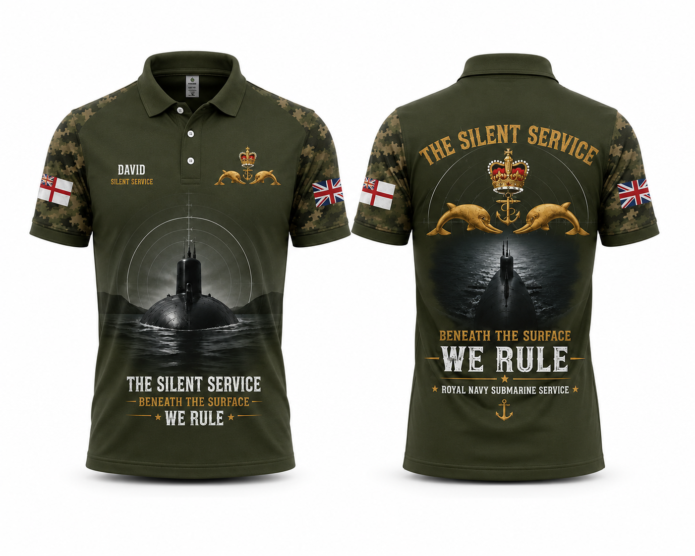 Royal Navy The Silent Service Polo Shirt - Royal Navy Submarine Service Veteran Gift