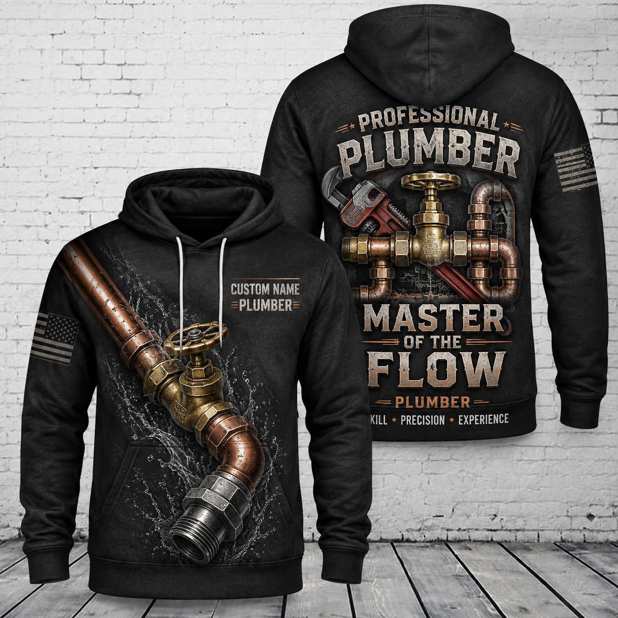 Custom Name Professional Plumber Master Of The Flow 3D Hoodie