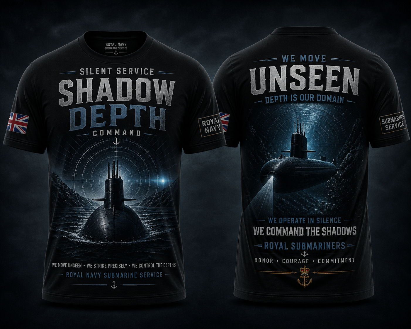 Royal Navy Shadow Depth Command Submarine Shirt Silent Service Tee