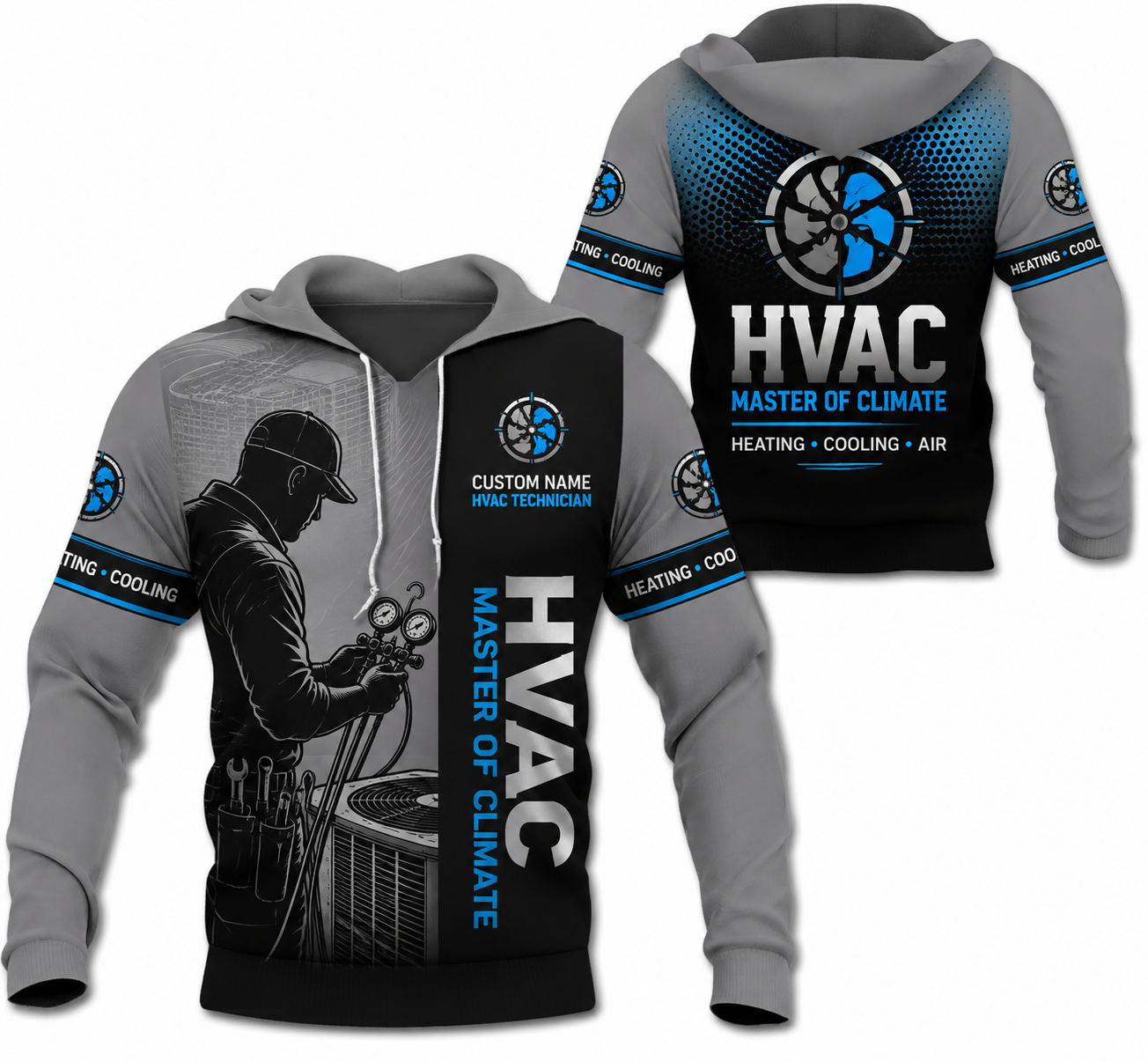 Custom Name HVAC Technician Master of Climate 3D Hoodie