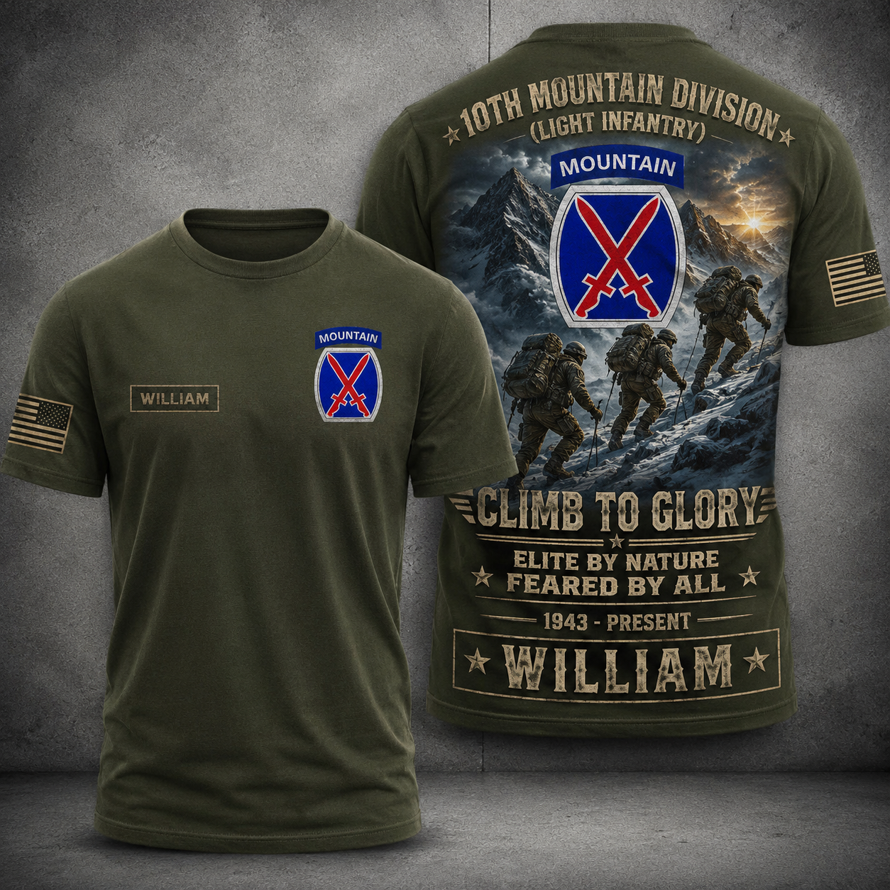 10th Mountain Division Climb To Glory Shirt Military Veteran Custom Tee