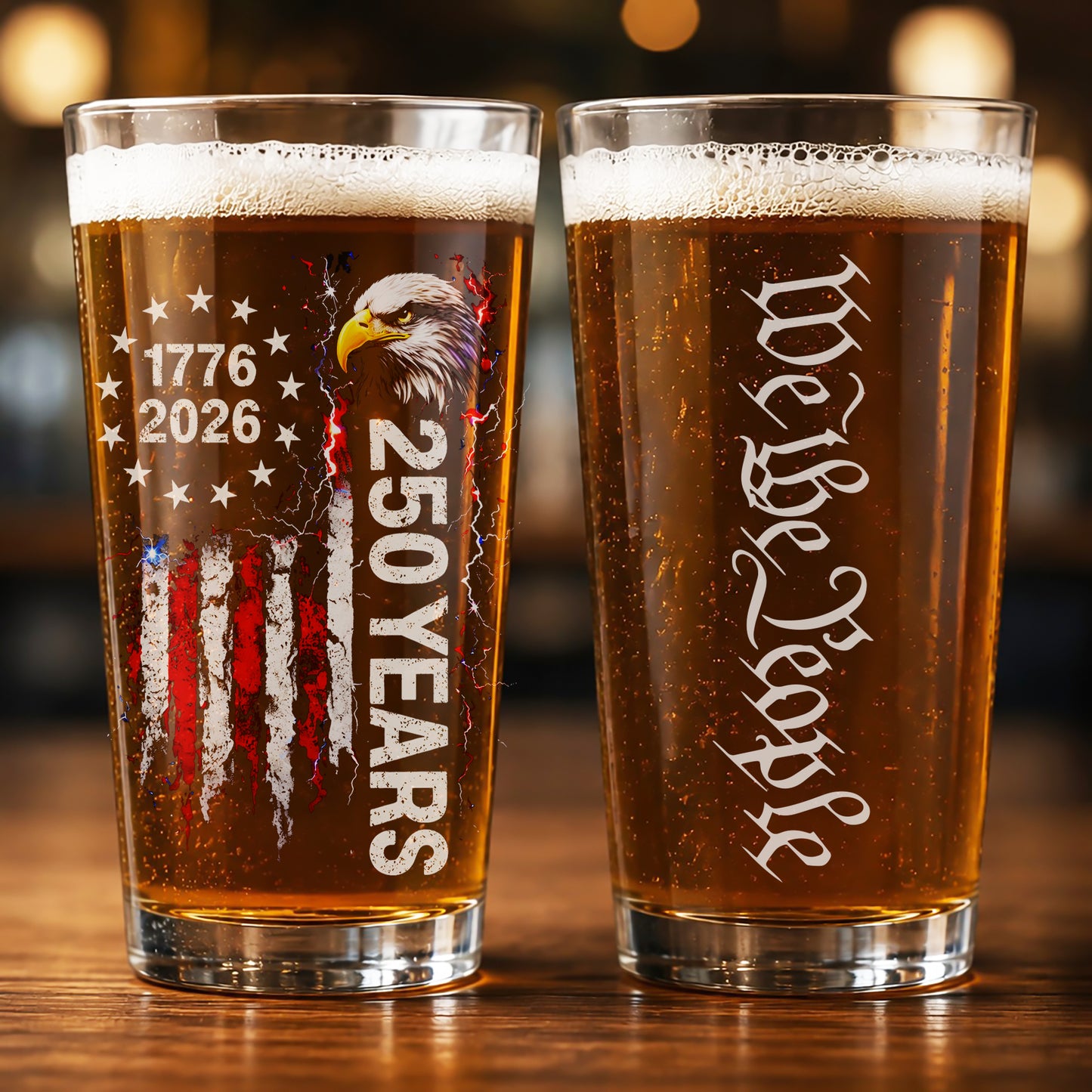 250th Anniversary United States, 1776-2026 Patriotic USA Pint Glass Beer Mug