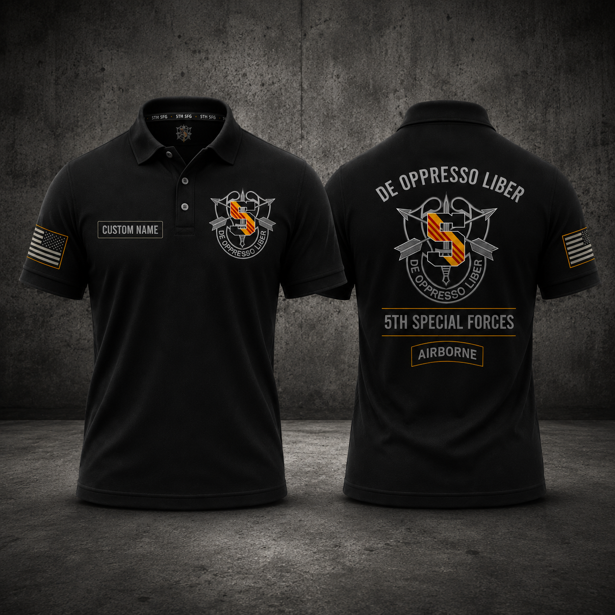 Personalized 5th Special Forces Group Airborne Polo Shirt - Custom Military Gift