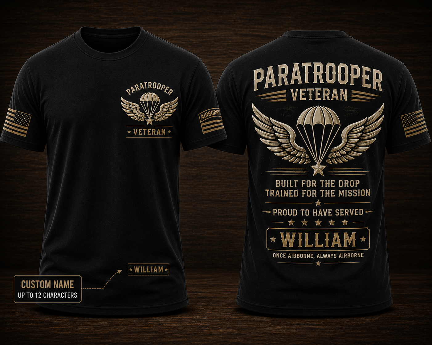 Paratrooper Veteran Shirt Built For The Drop Custom Name