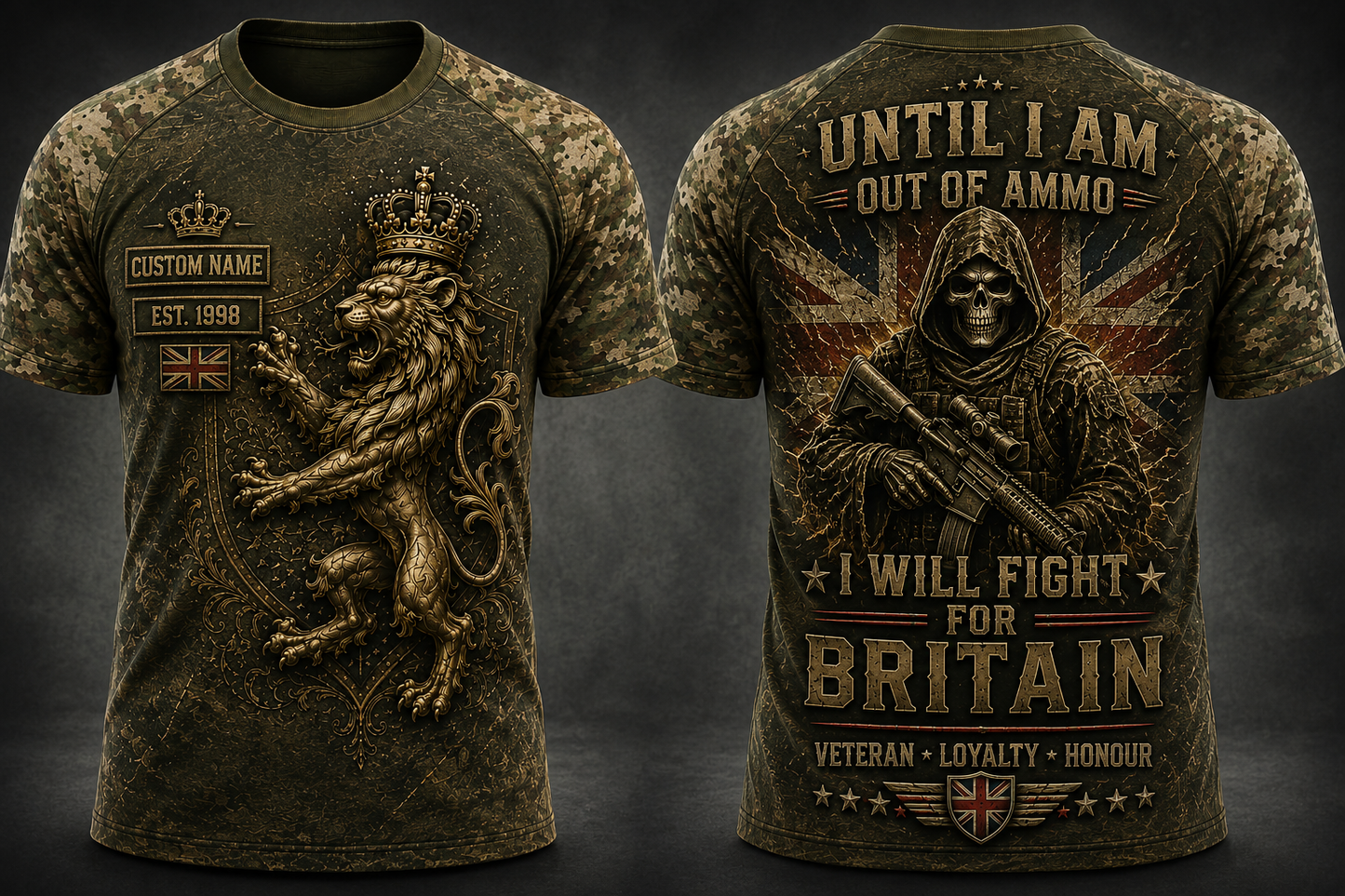 Custom British Lion Heritage Veteran T-Shirt Royal Military UK Patriotic Shirt