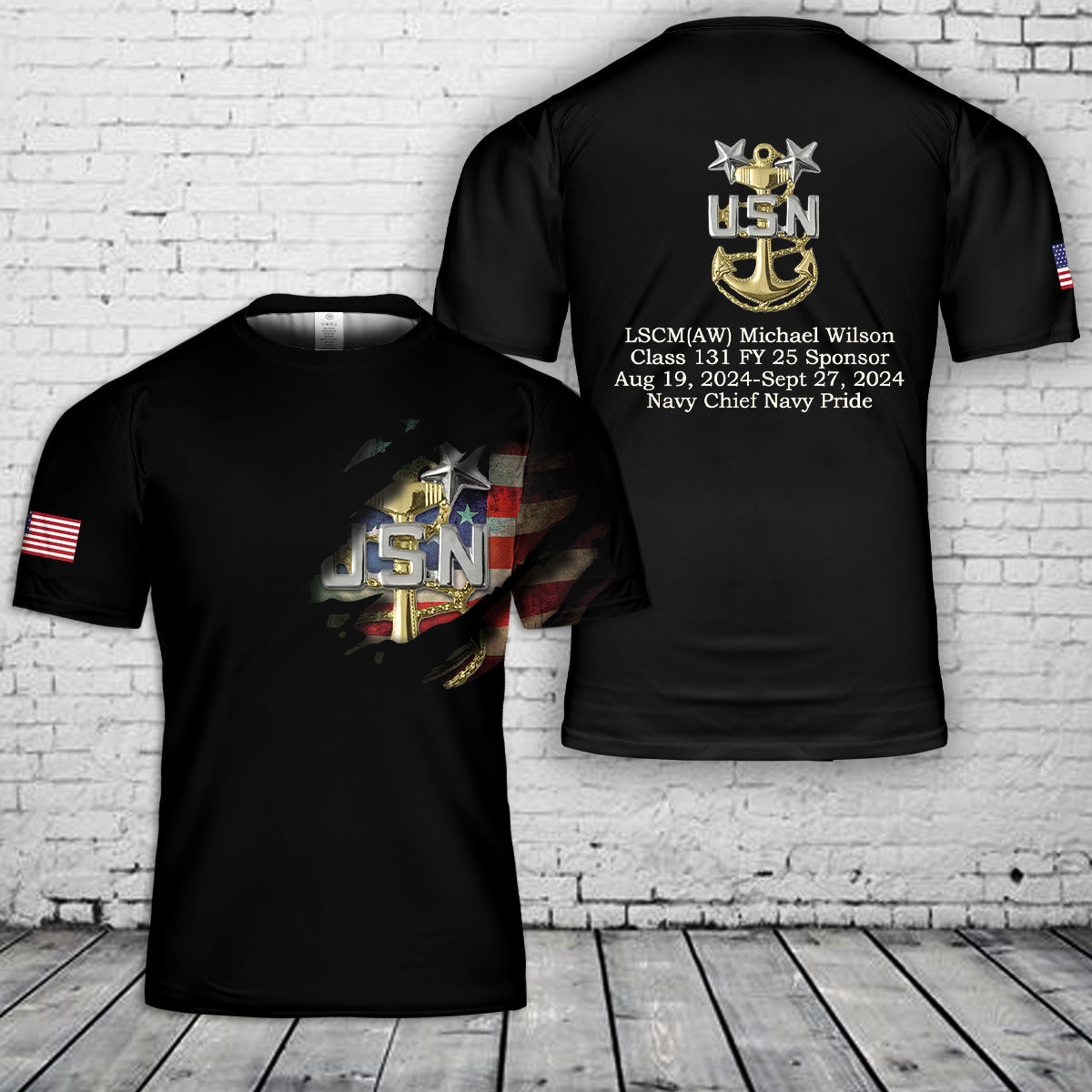 Custom Rank, Name, Class & Year US Master Chief 3D T-Shirt