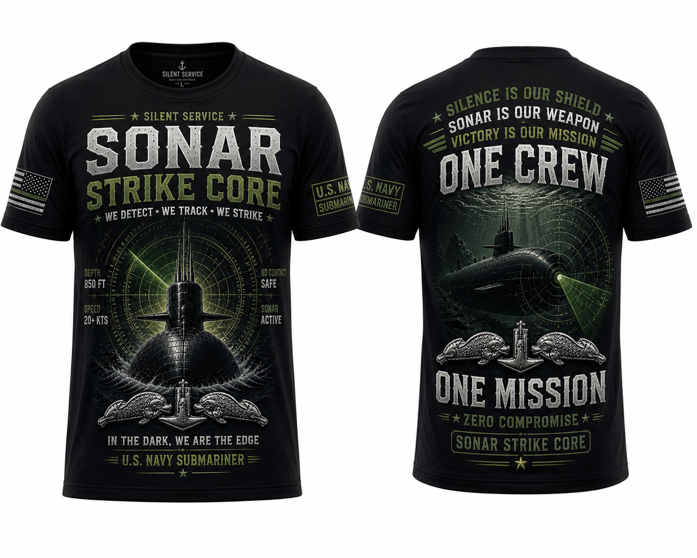 Sonar Strike Core Submarine T-Shirt We Detect We Track We Strike US Navy Submariner Military Shirt