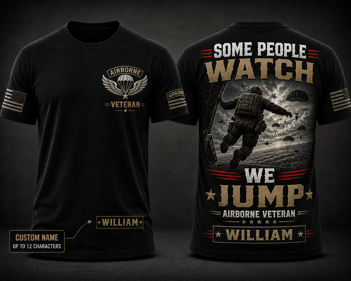 We Jump Paratrooper Veteran Shirt Airborne Custom Name