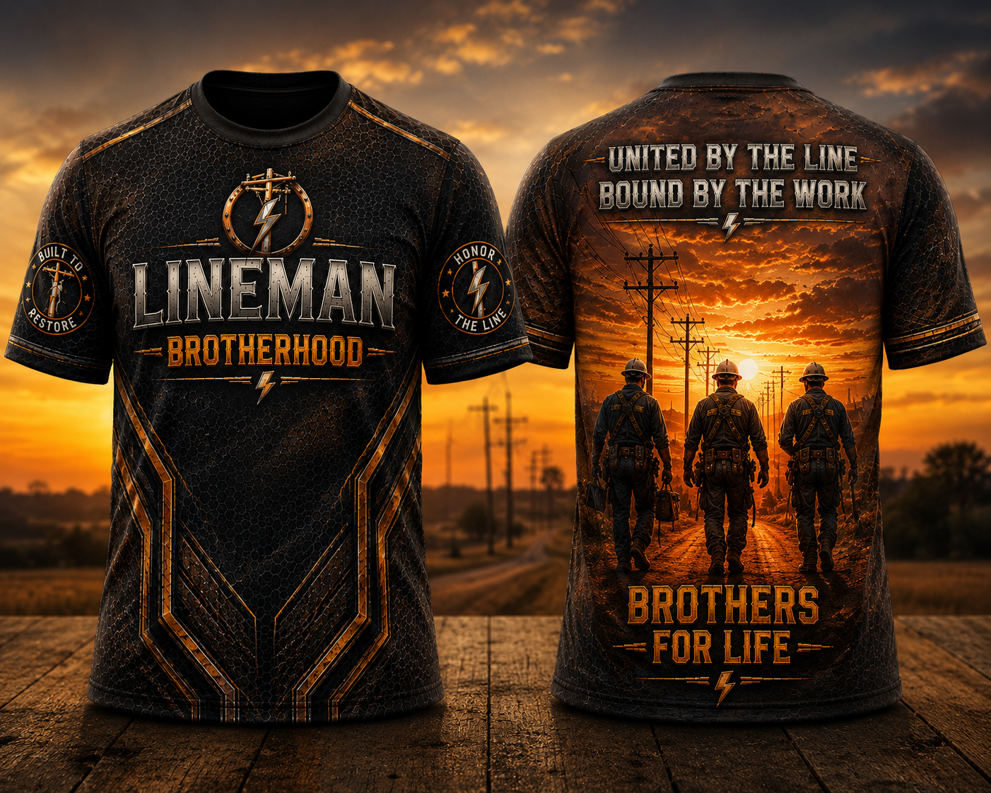 Electric Lineman Brotherhood 3D T-Shirt | United by the Line Gift