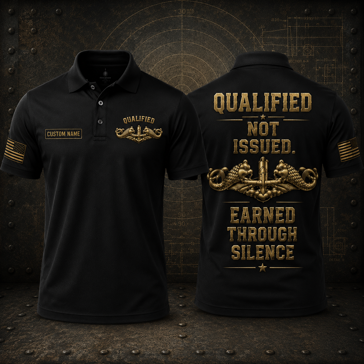 Custom Name Qualified Not Issued U.S. Navy Submarine Force Polo Shirt