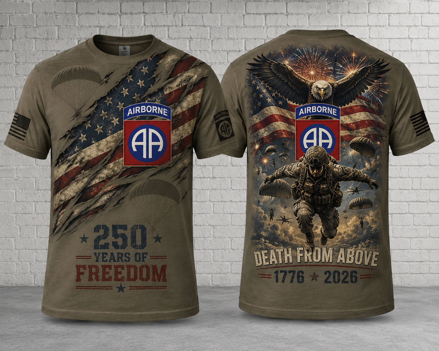 82nd Airborne Division Freedom Jump 3D T-Shirt 250 Years Of Freedom Shirt
