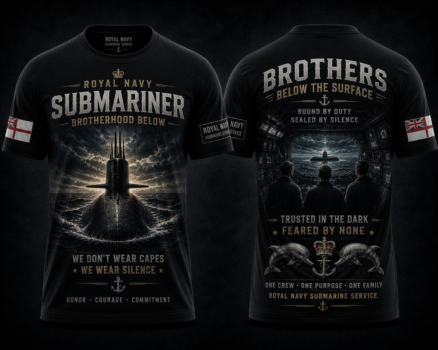 Royal Navy Brotherhood Below Submarine Shirt Veteran Pride Tee