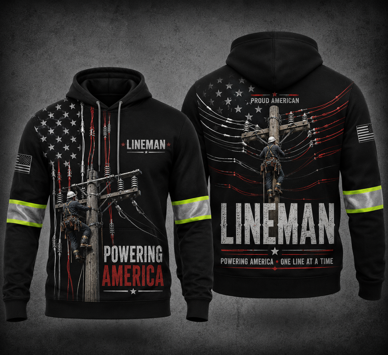 Proud American Lineman Powering America One Line at a Time 3D Hoodie