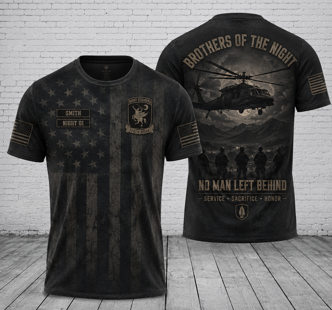 160th SOAR Brotherhood Of The Night 3D T-Shirt No Man Left Behind Tee
