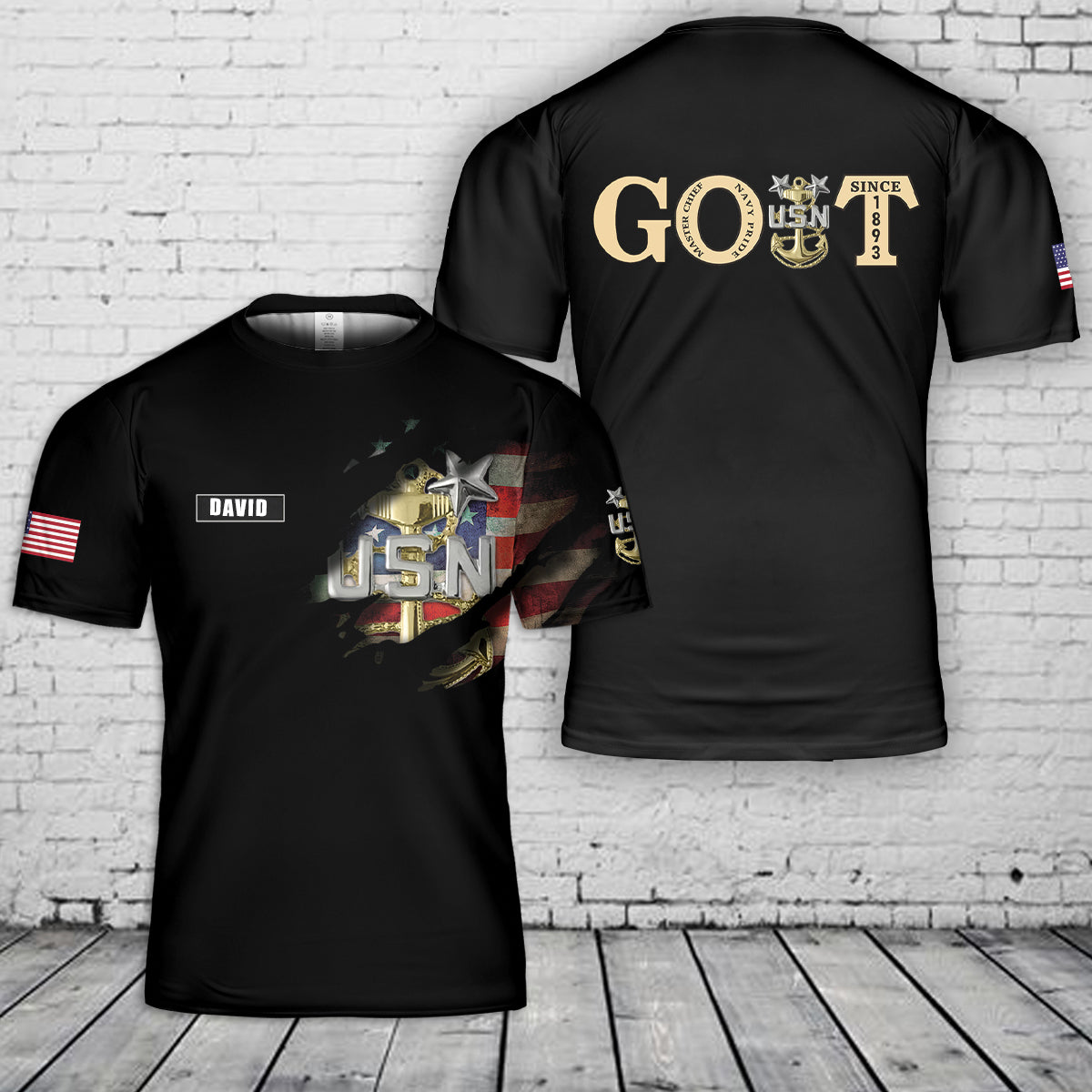 Custom Name US Navy master Chief GOAT 3D T-Shirt