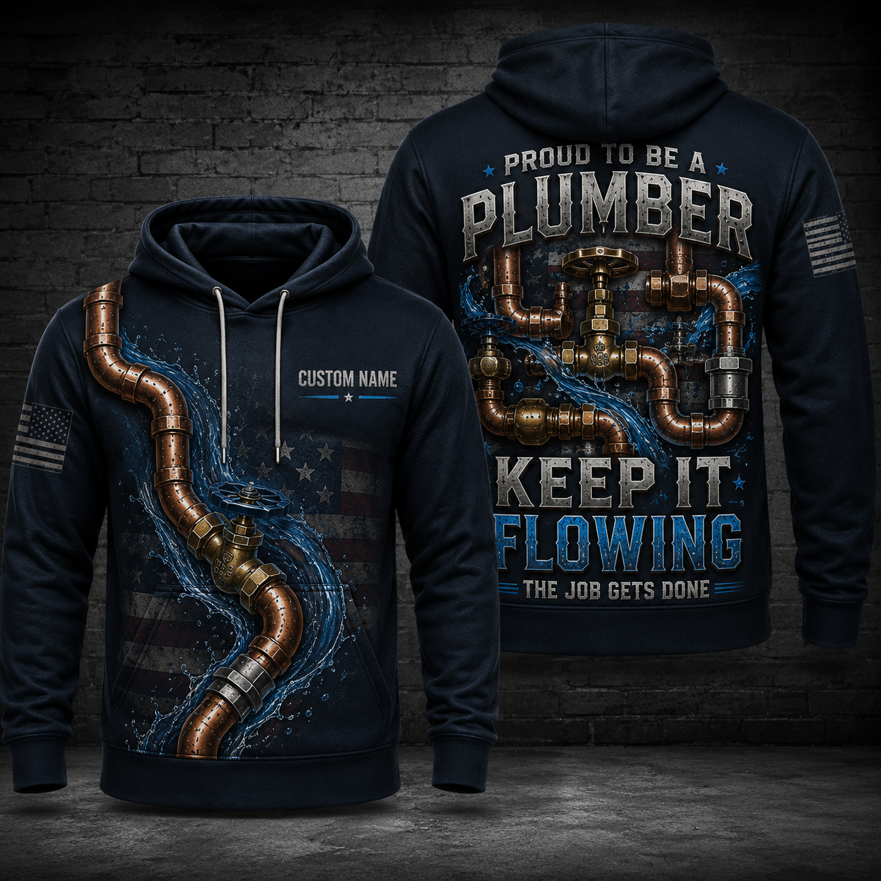 Custom Name Proud Plumber Keep It Flowing 3D Hoodie