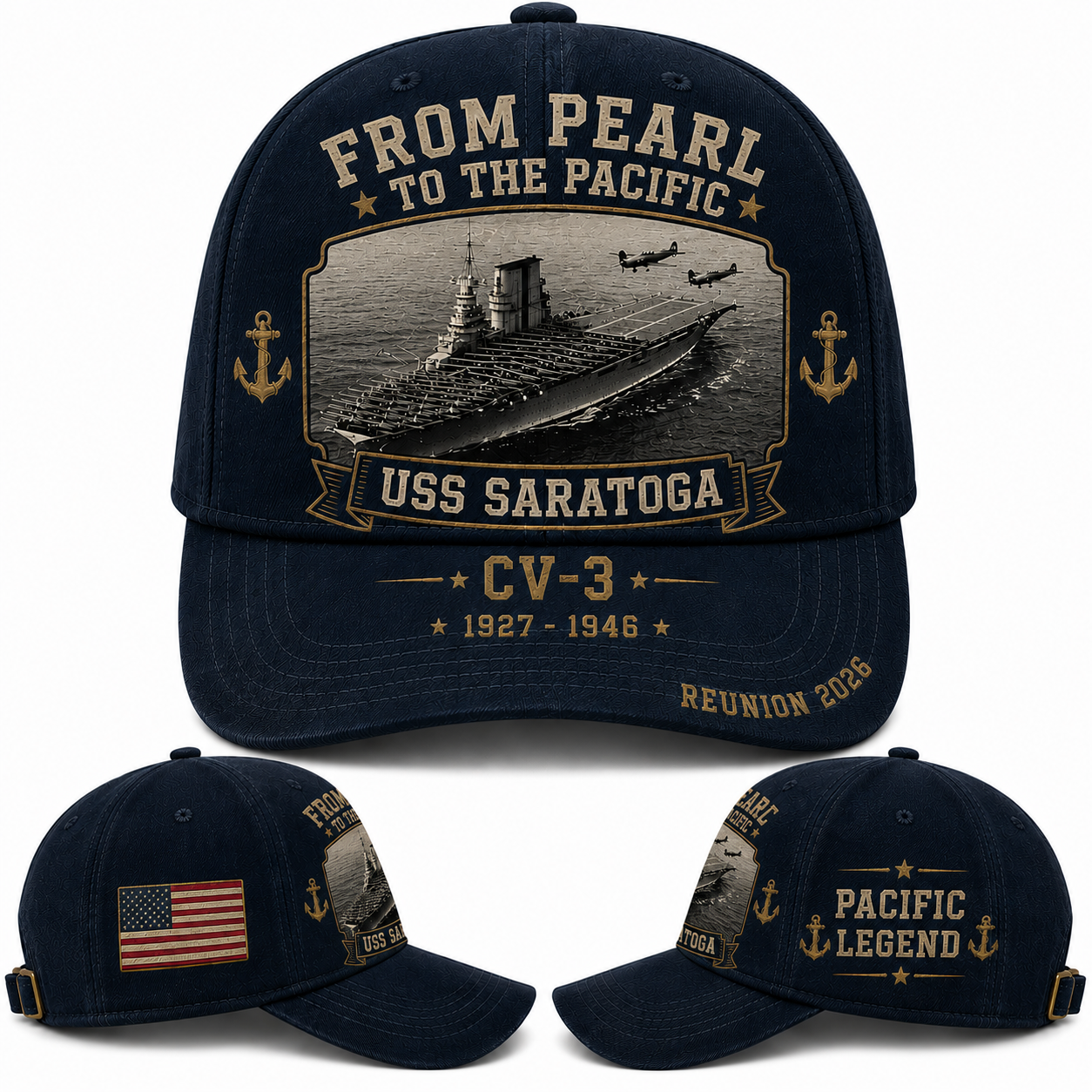 USS Saratoga CV-3 From Pearl To The Pacific Baseball Cap Reunion 2026