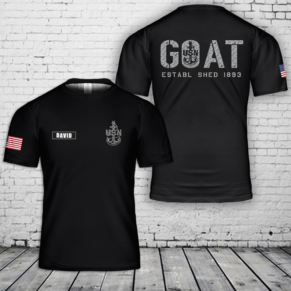 Custom Name US Navy GOAT 3D T-Shirt