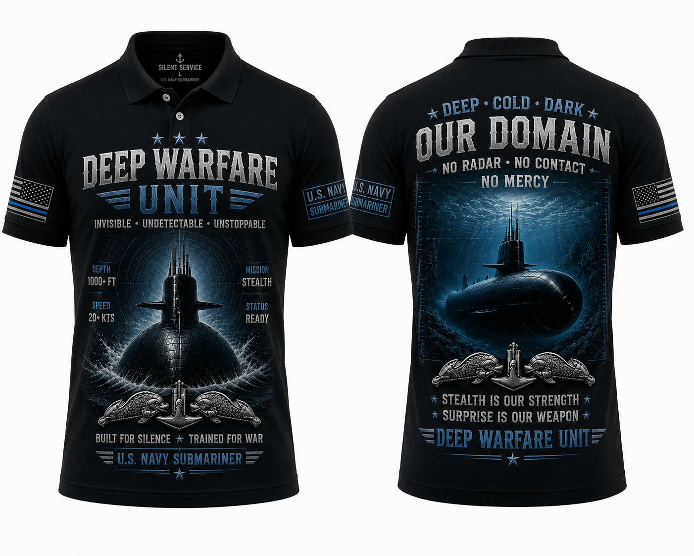 Deep Warfare Unit US Navy Polo Shirt - Silent Service Veteran Gift