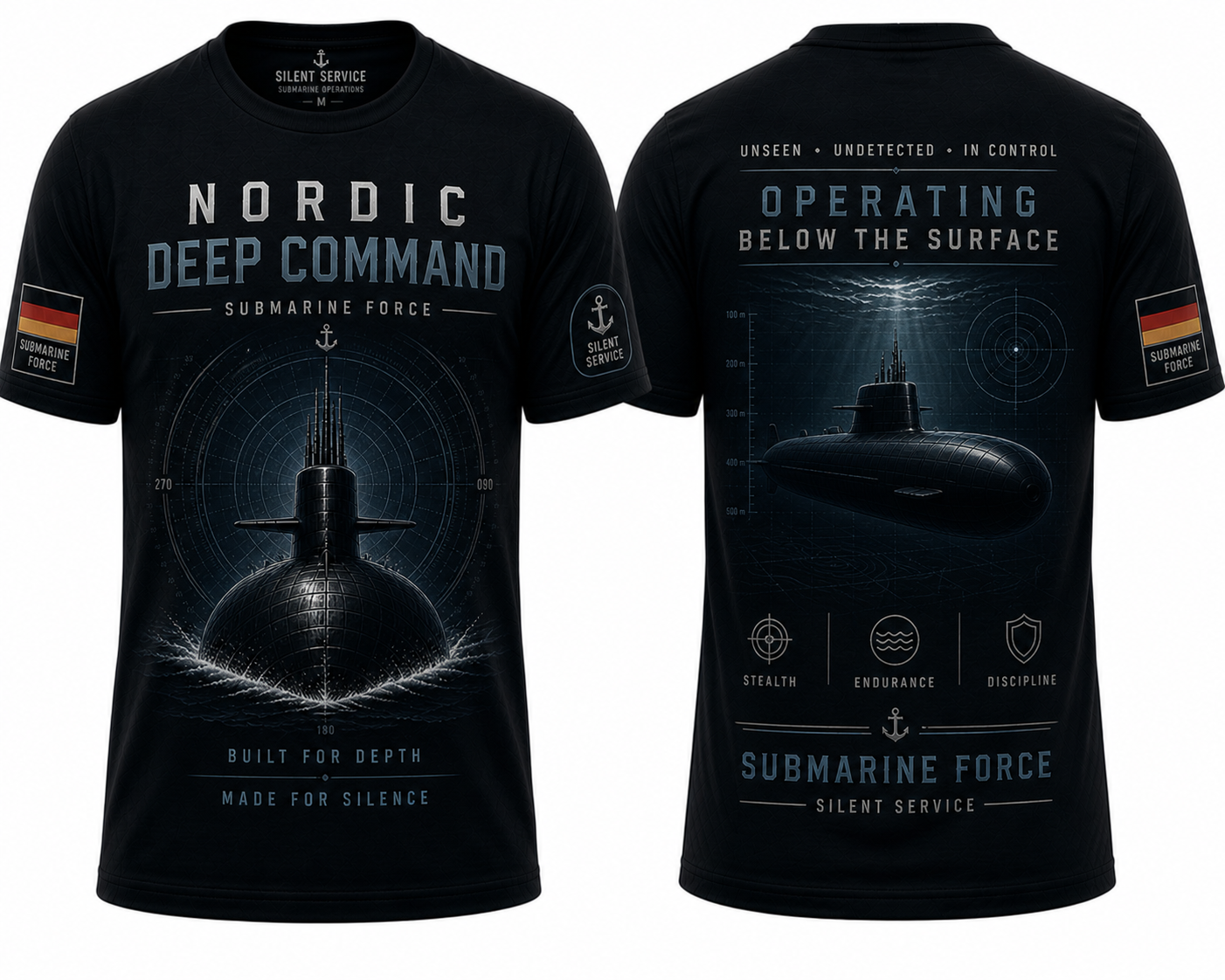 Germany Submarine Nordic Deep Command T-Shirt Minimal Naval Force Silent Service Premium EU Style