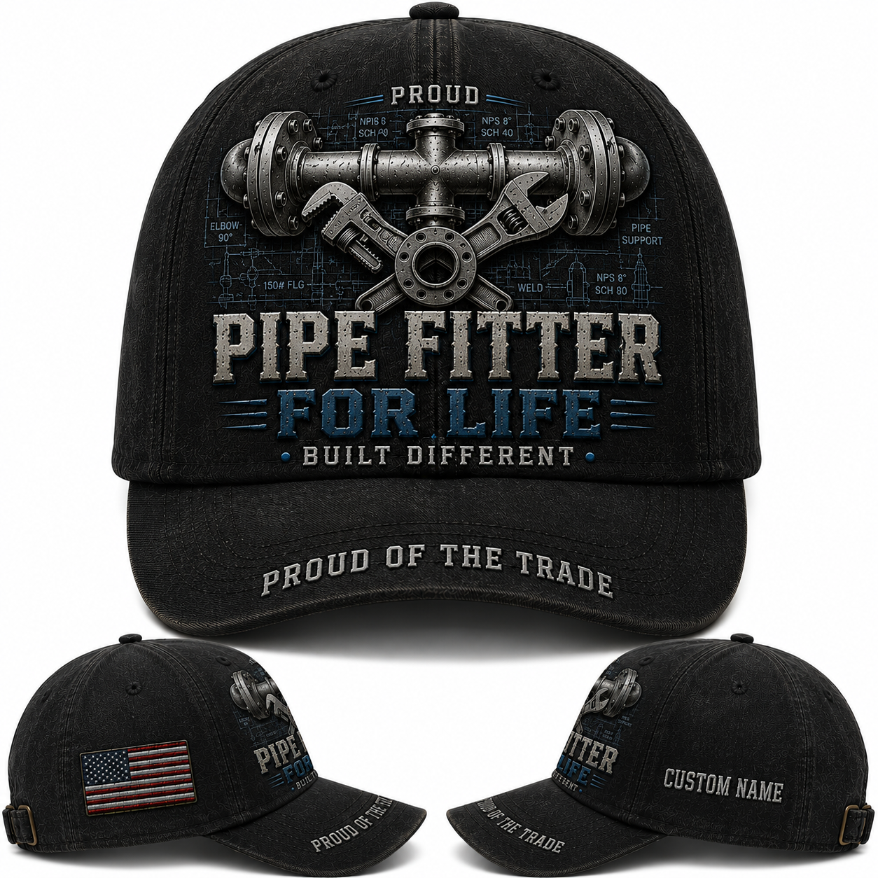 Custom Name Pipe Fitter For Life Proud Of The Trade Baseball Cap