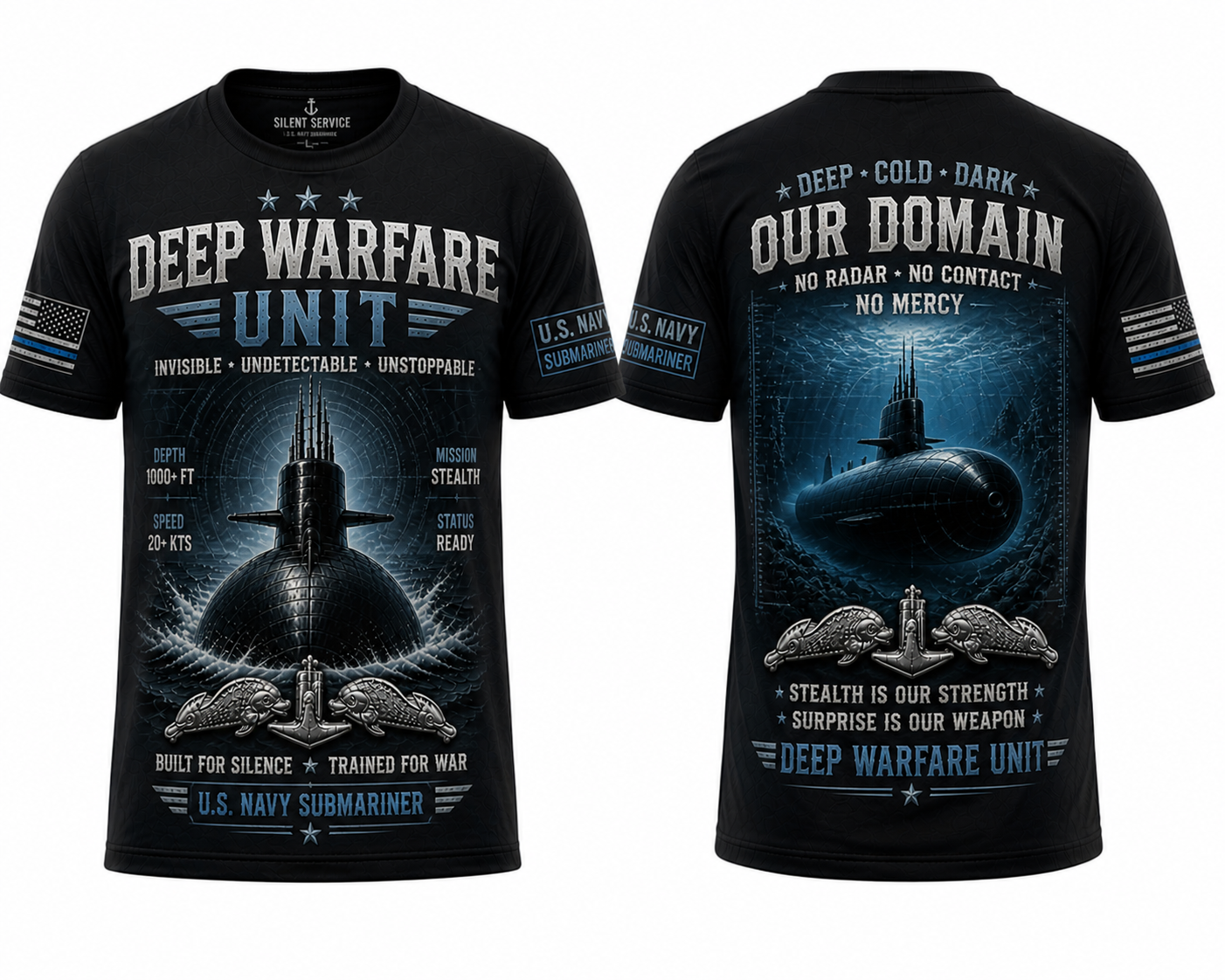 Deep Warfare Unit Submarine T-Shirt Invisible Undetectable Unstoppable US Navy Submariner Military Shirt