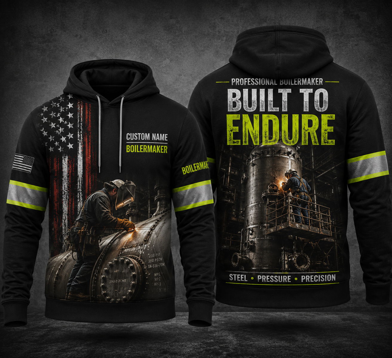 Custom Name Boilermaker Built To Endure 3D Hoodie
