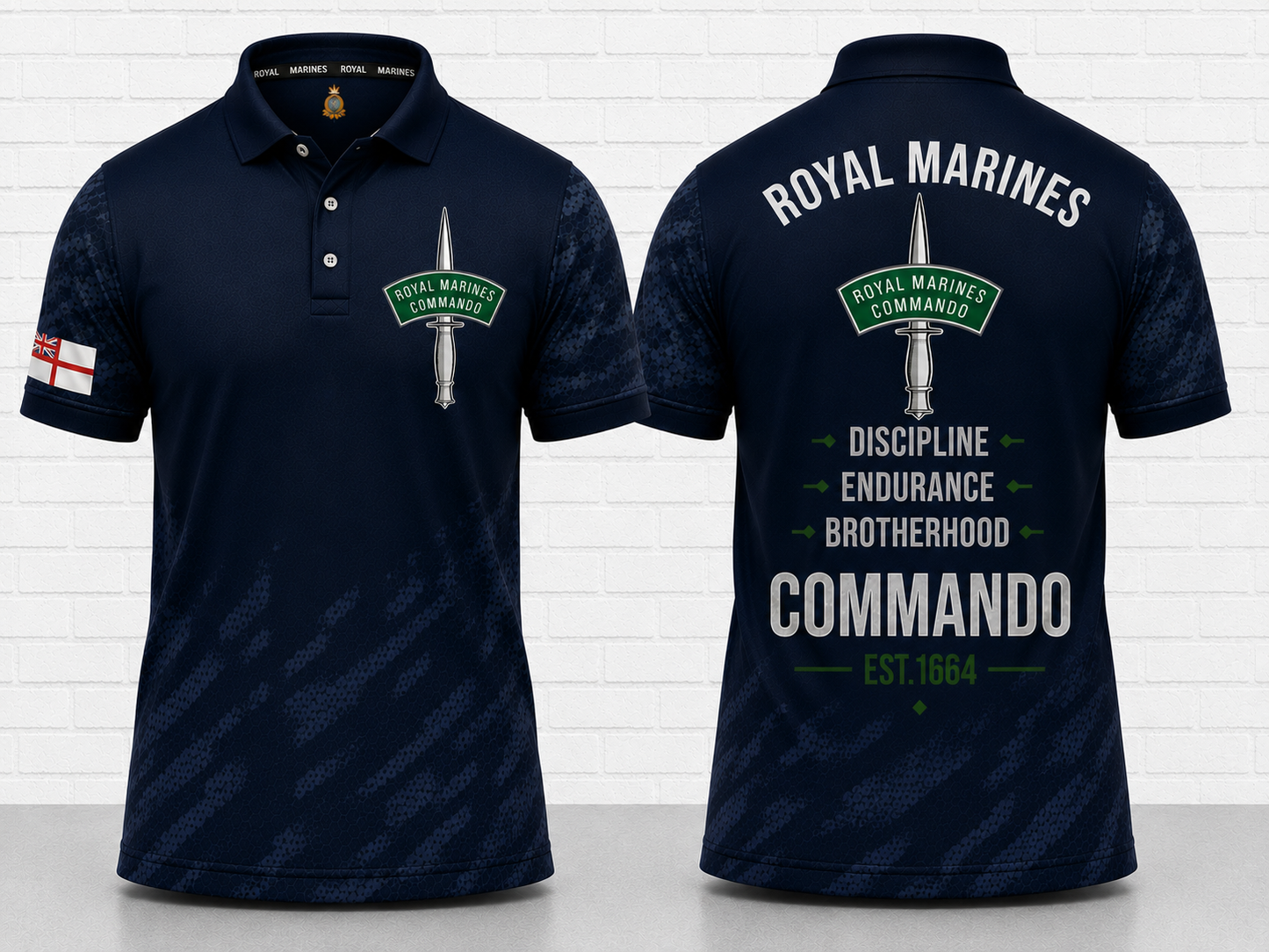 Royal Marines Commando Polo Shirt - Discipline Endurance Brotherhood