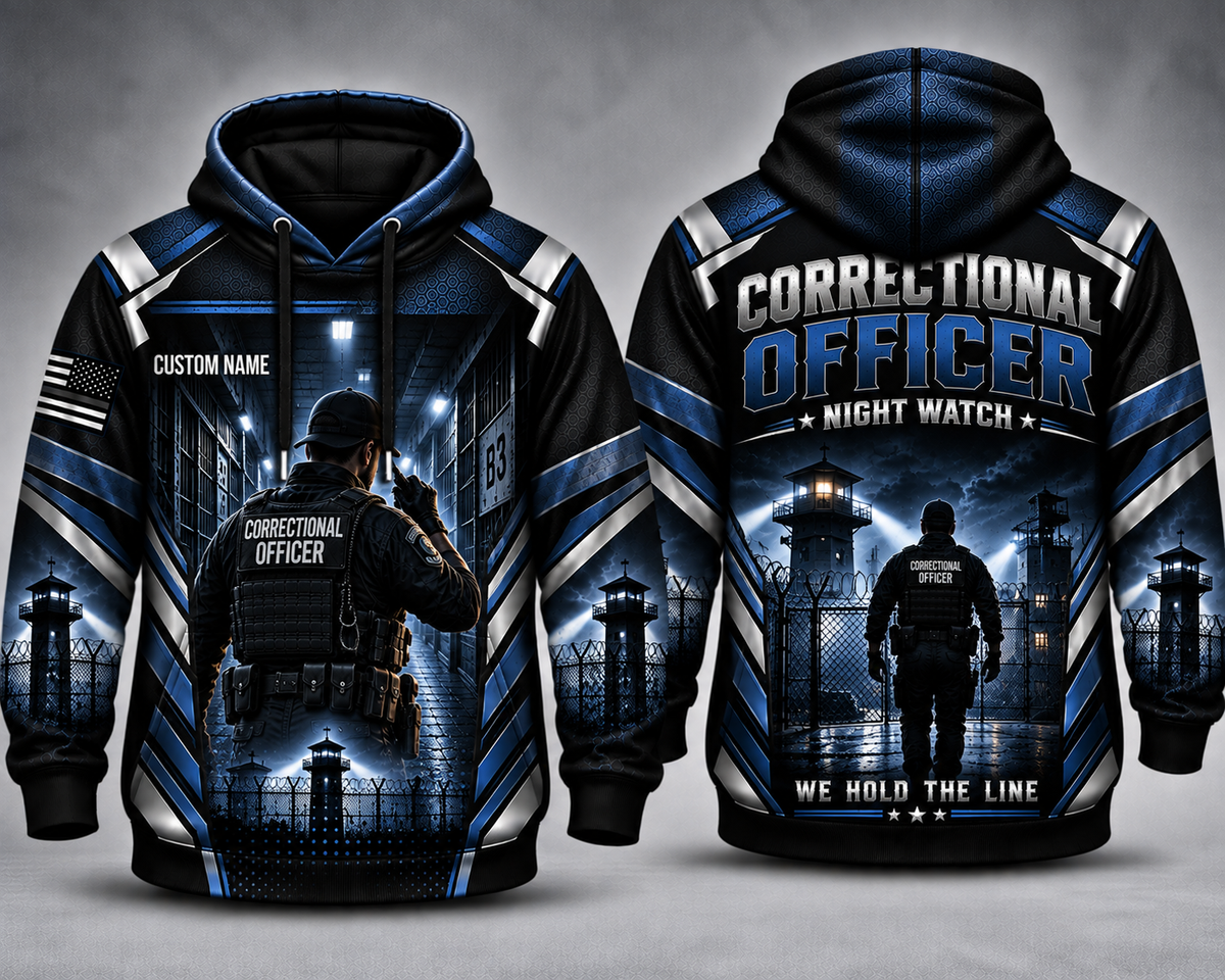 Custom Name Correctional Officer Night Watch We Hold The Line 3D Hoodie