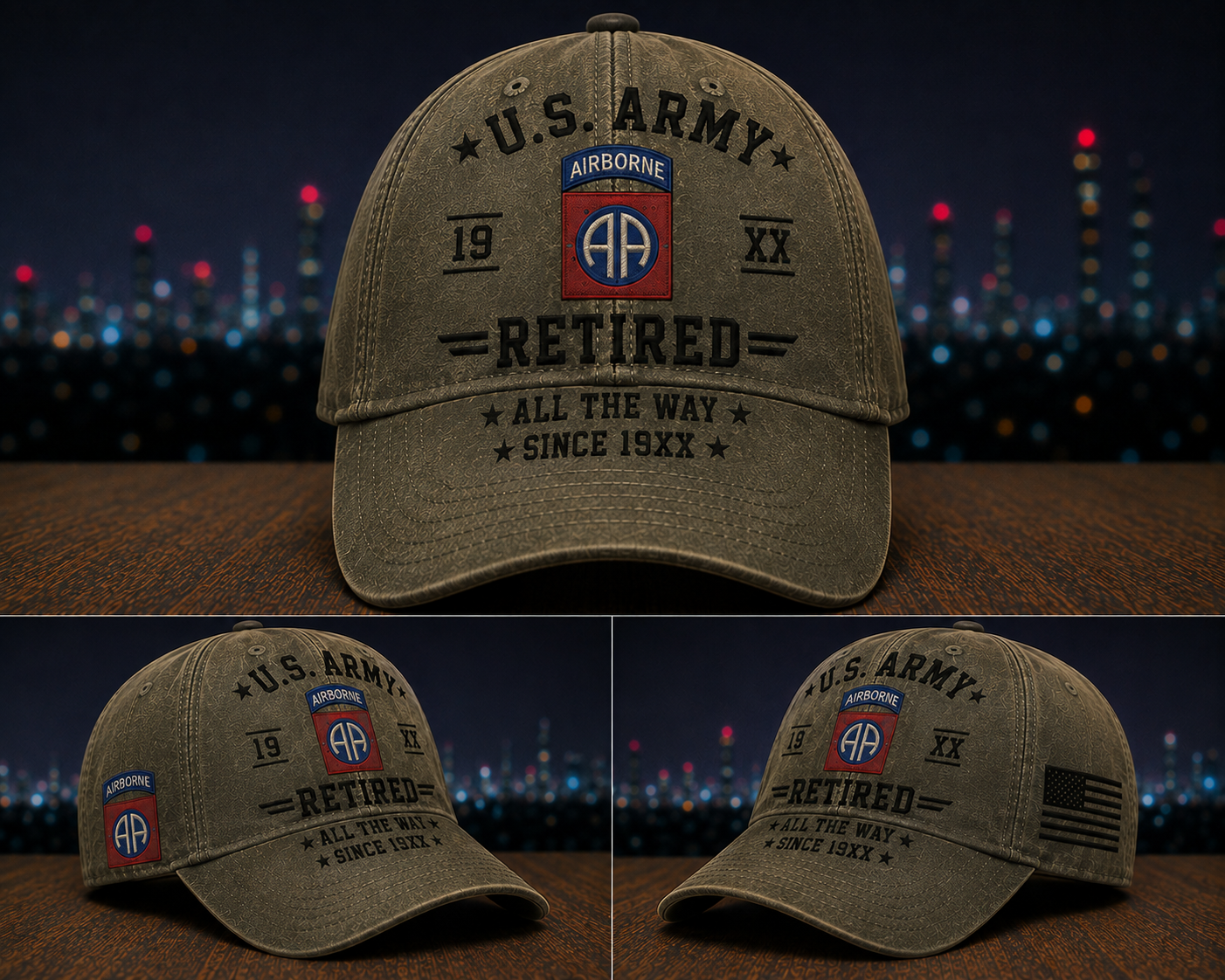 Custom 82nd Airborne Retired Veteran Baseball Cap