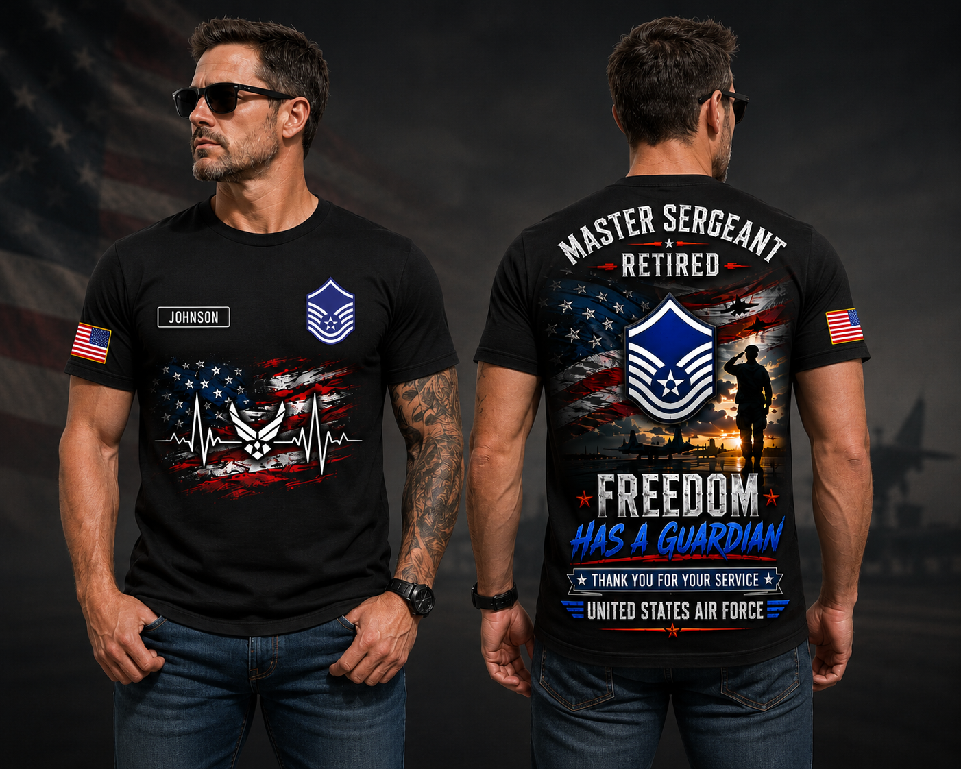 Master Sergeant Retired Once An Airman Always An Airman USAF Veteran T-Shirt