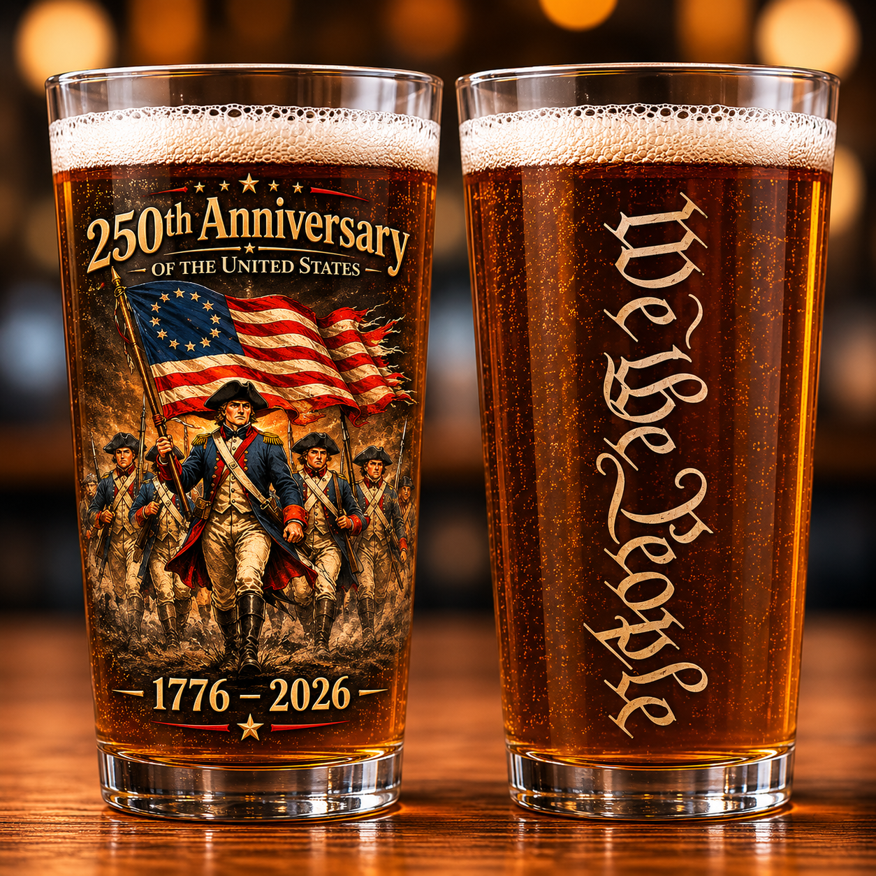 250th Anniversary Of The United States 1776-2026 Patriotic 16oz Pint Glass Beer We The People American Gift