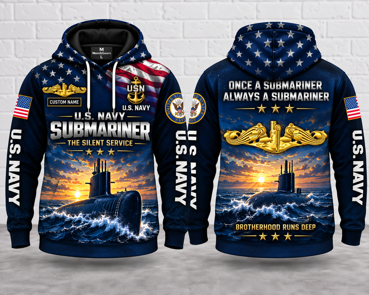 US Navy Submariner Brotherhood Runs Deep 3D Hoodie - The Silent Service
