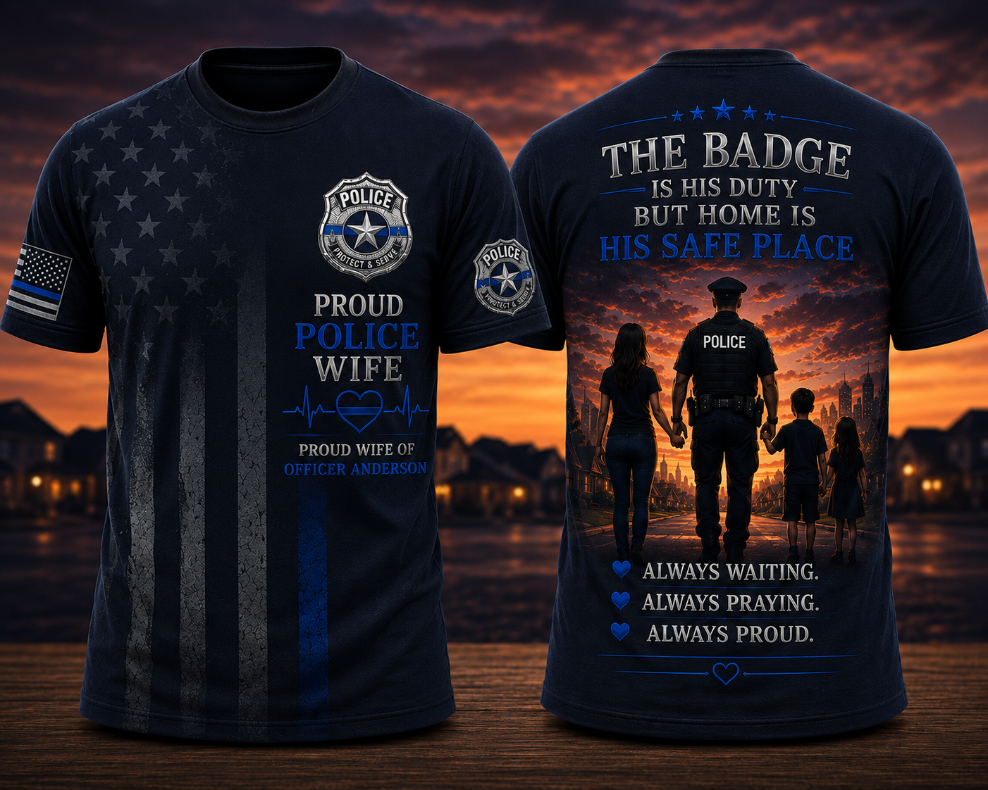 Proud Police Wife His Safe Place 3D T-Shirt | Custom Officer Wife Gift