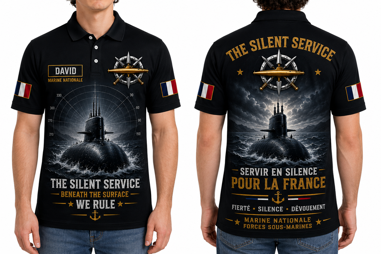 The Silent Service Beneath The Surface We Rule French Navy Submarine Polo Shirt