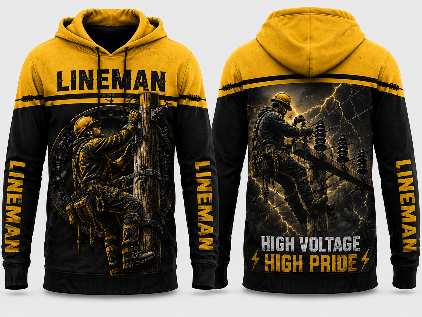 Lineman High Voltage High Pride 3D Hoodie