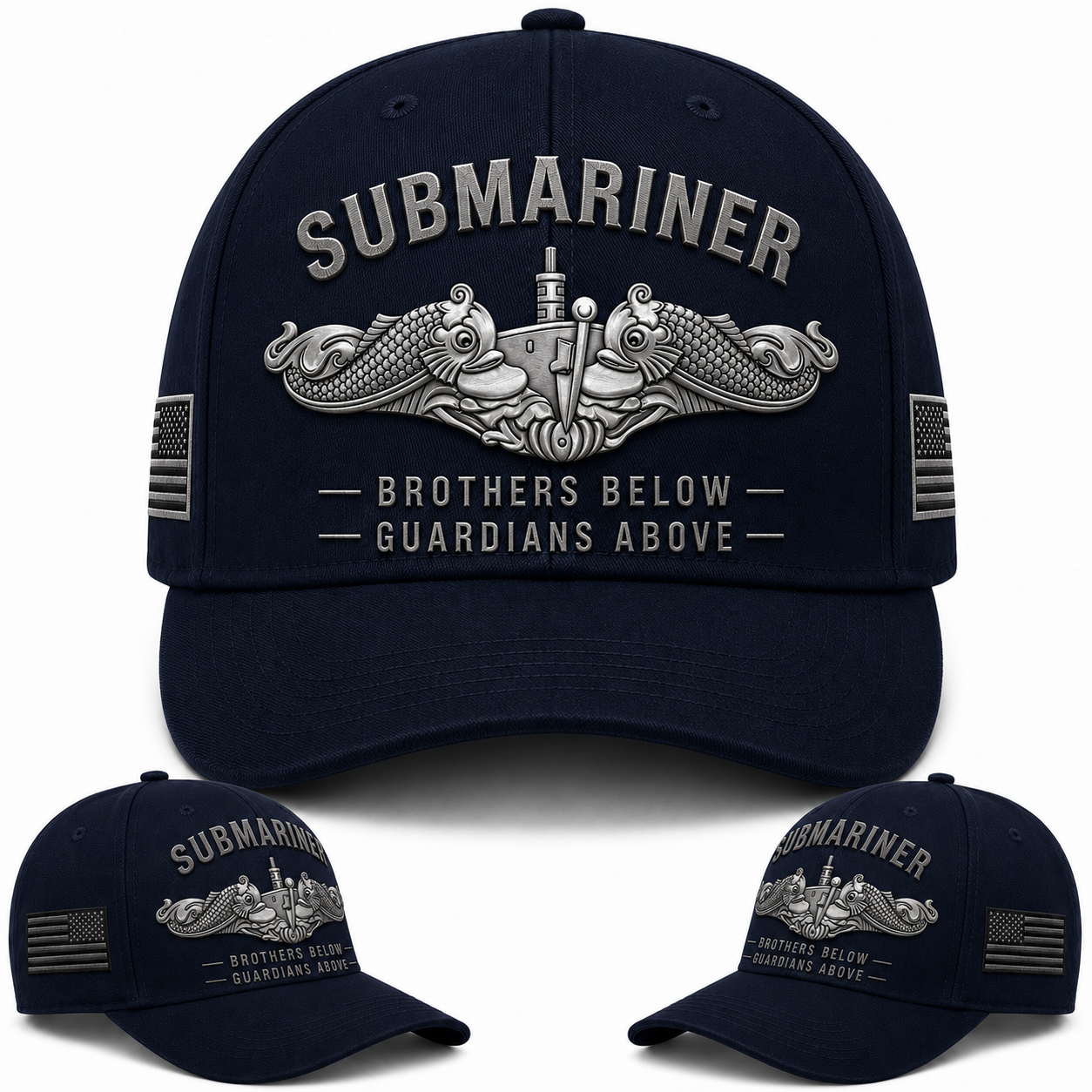 Submariner Brothers Below Guardians Above Baseball Cap - U.S. Navy Silver Dolphins Veteran Hat