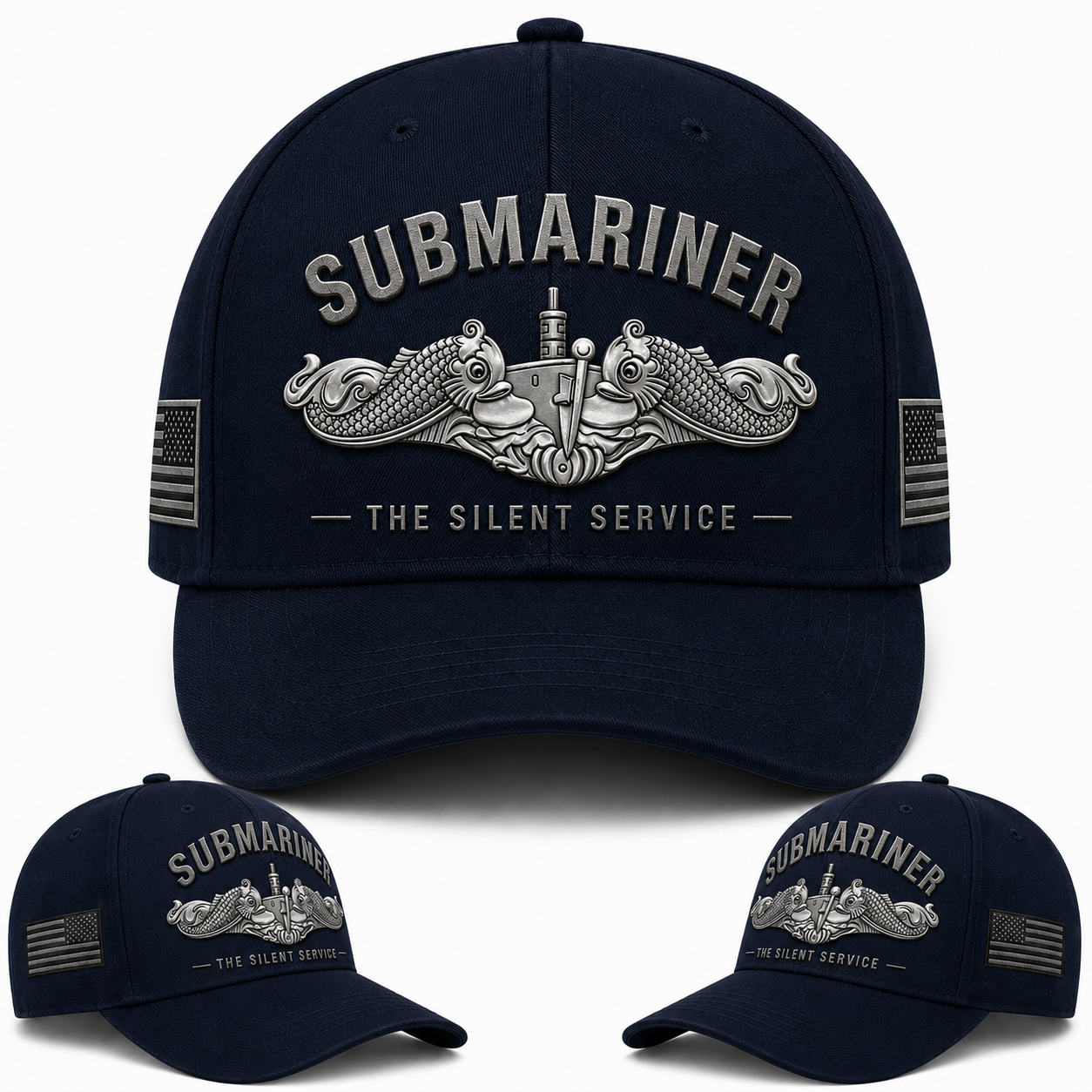 Submariner The Silent Service Baseball Cap - U.S. Navy Silver Dolphins Military Veteran Hat