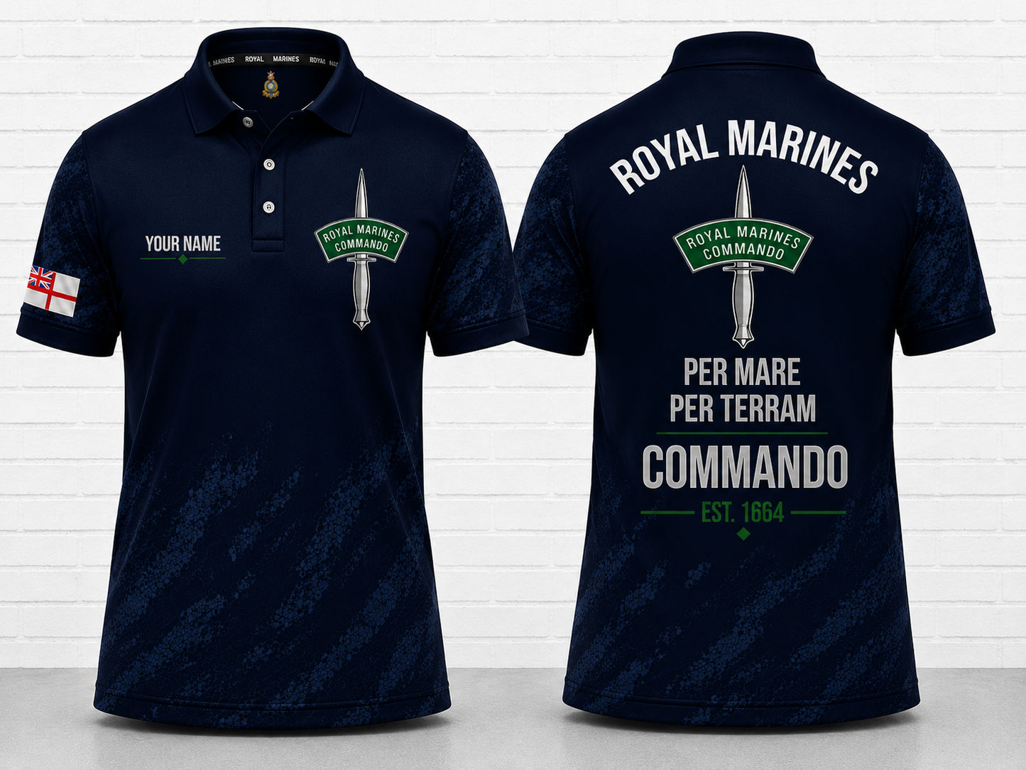 Custom Name Royal Marines Commando Polo Shirt - Per Mare Per Terram