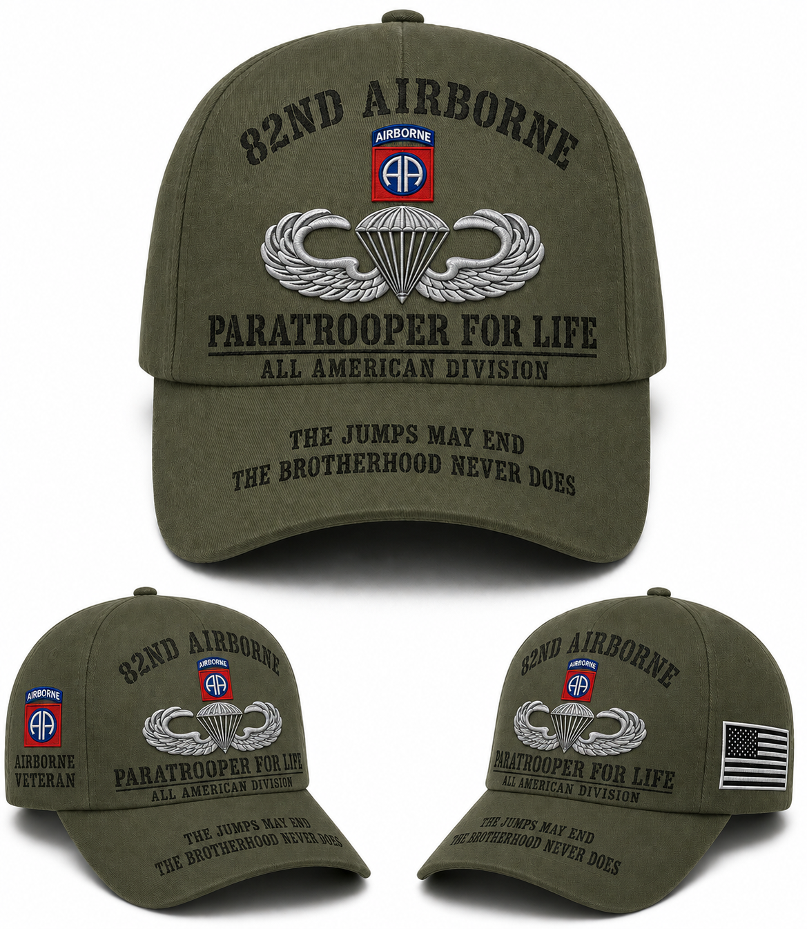 82nd Airborne Paratrooper For Life Veteran Baseball Cap