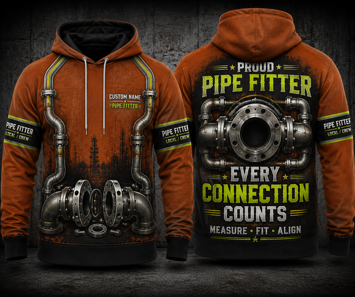 Custom Name Proud Pipe Fitter Every Connection Counts 3D Hoodie