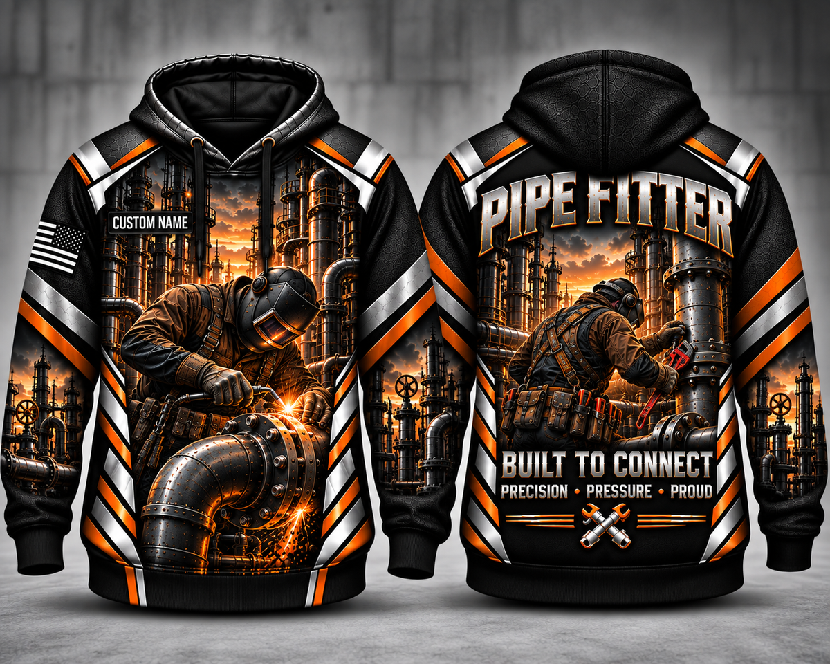 Custom Name Pipe Fitter Built To Connect 3D Hoodie